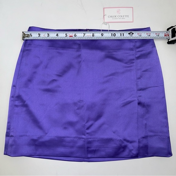 Chloe Colette Jenny Satin Mini Skirt Purple XS High Waist Party Clubwear - Picture 7 of 9